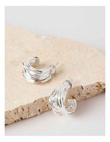 Textured Small Hoops in Silver