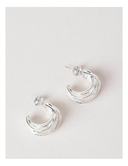 Textured Small Hoops in Silver