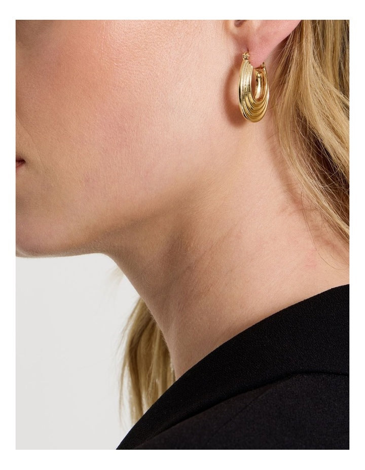 Ridged Hoops in Gold