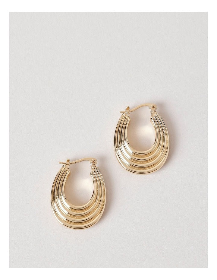 Ridged Hoops in Gold