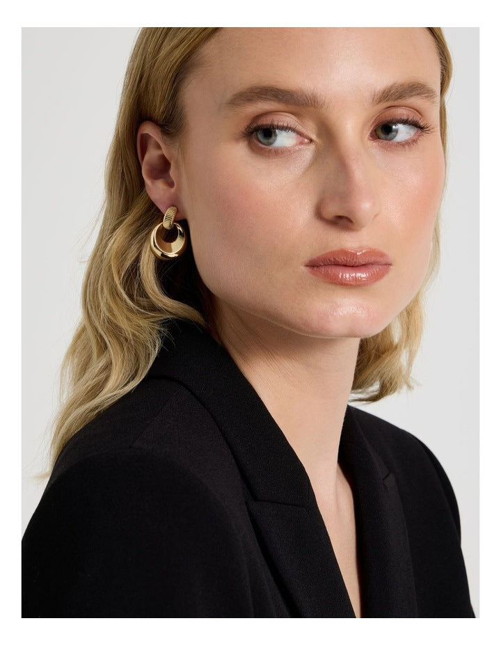 Textured Door Knocker Earring in Gold