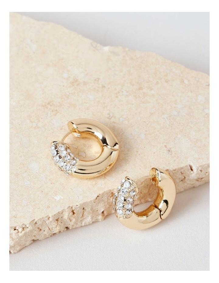 Diamante Donut Hoop in Gold
