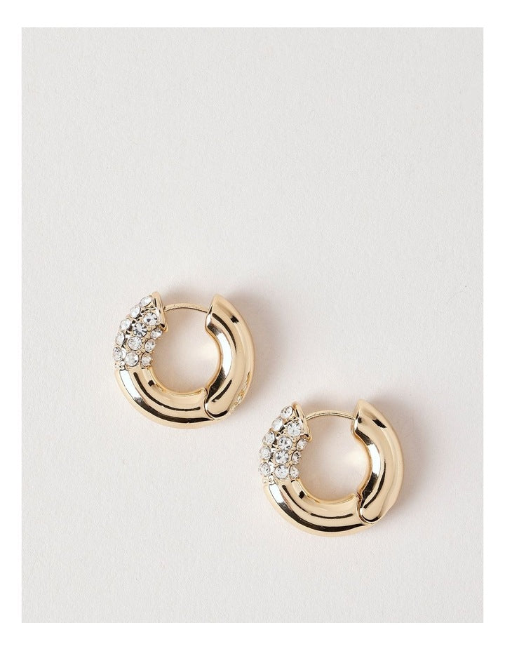 Diamante Donut Hoop in Gold
