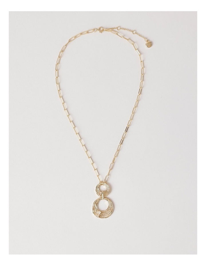 Hammered Diamante Pendant in Gold