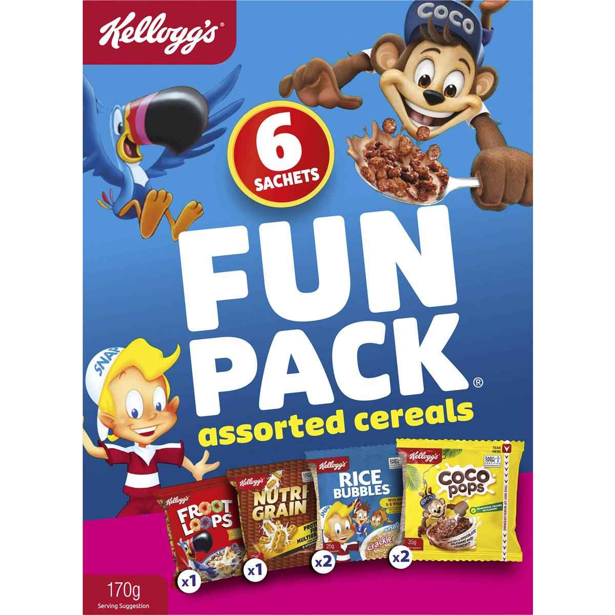 Kellogg's Fun Pack Breakfast Cereals Assorted 170g
