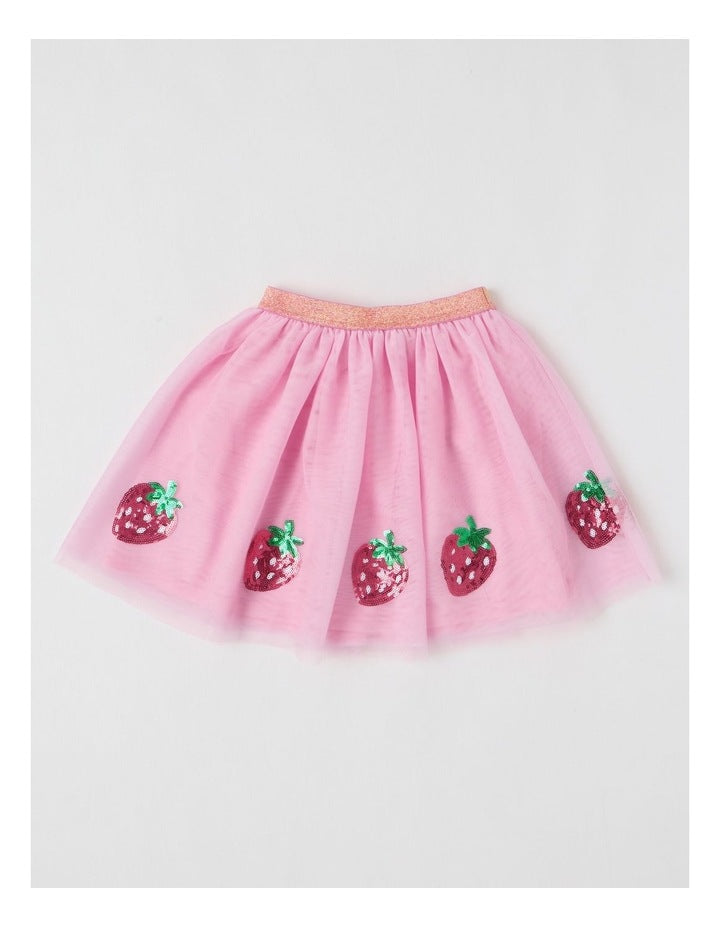 Strawberry Sequin Tutu Skirt in Pink