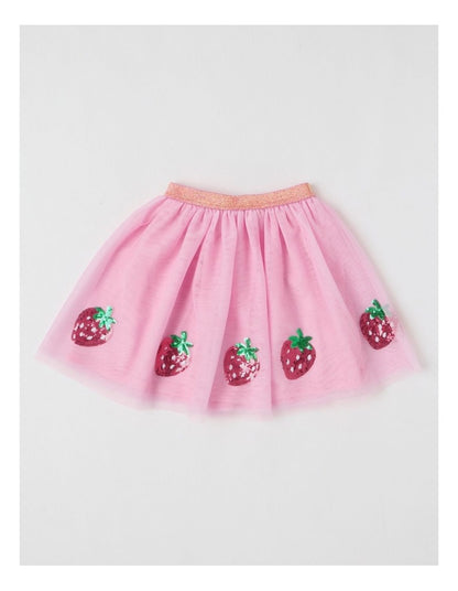 Strawberry Sequin Tutu Skirt in Pink