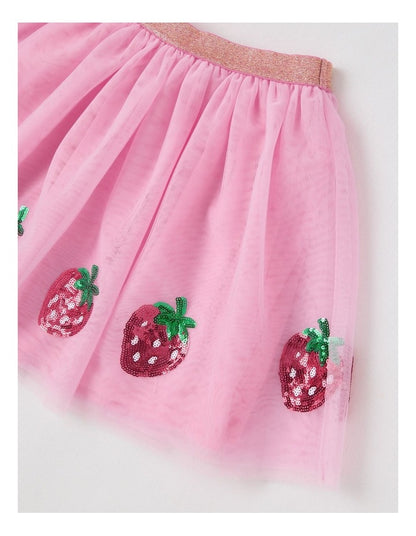 Strawberry Sequin Tutu Skirt in Pink