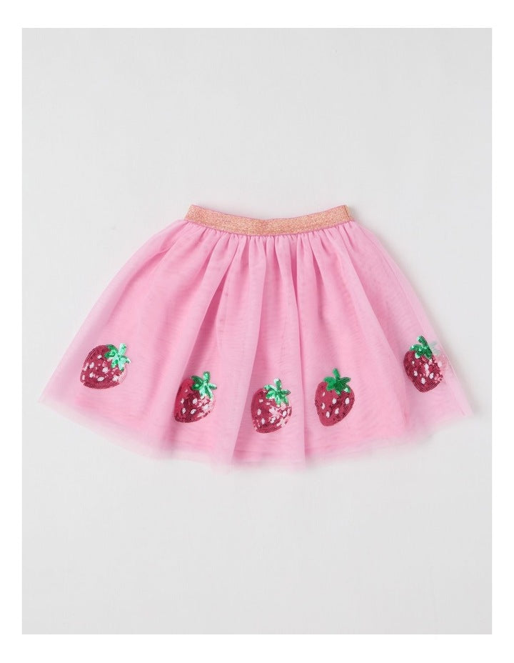 Strawberry Sequin Tutu Skirt in Pink