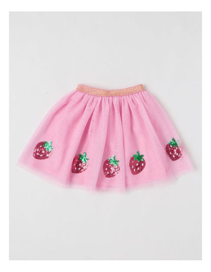 Strawberry Sequin Tutu Skirt in Pink