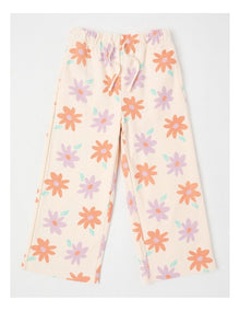 Wide Leg Trackpant in Flowers Cream