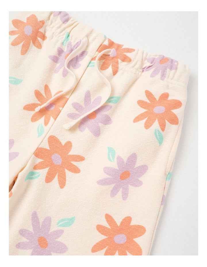Wide Leg Trackpant in Flowers Cream