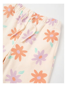 Wide Leg Trackpant in Flowers Cream