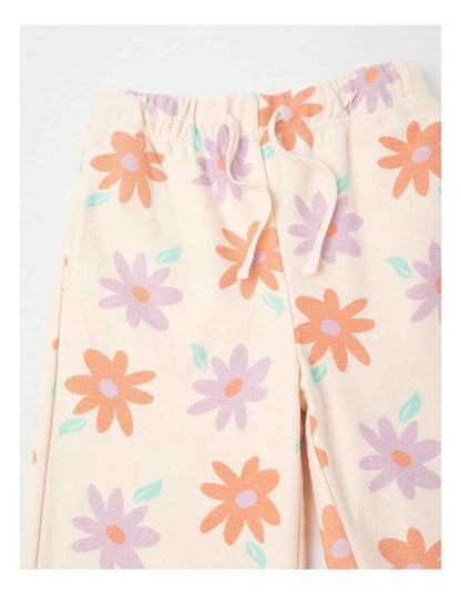 Wide Leg Trackpant in Flowers Cream