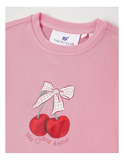 PJ Club Cosy Knit Cherry Pyjama in Pink