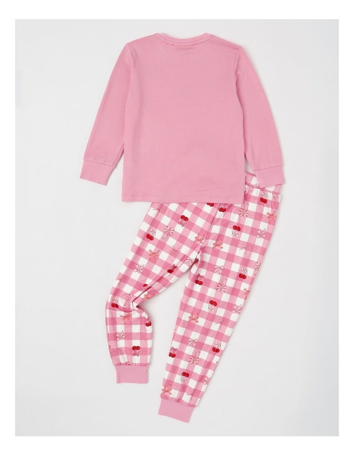 PJ Club Cosy Knit Cherry Pyjama in Pink