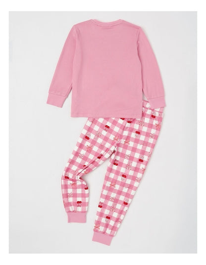 PJ Club Cosy Knit Cherry Pyjama in Pink