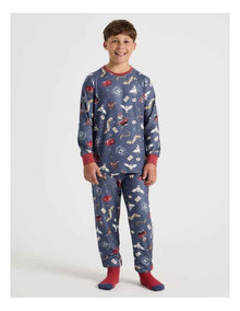 Cosy Knit Pyjama With Socks in Stonewash