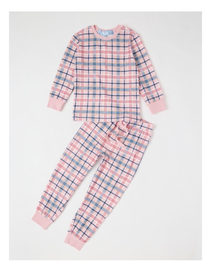 PJ Foundation Cosy Knit Check Pyjama in Pink