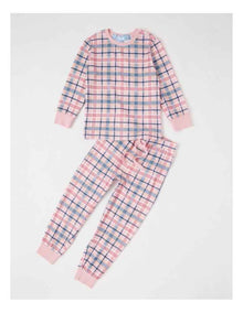 PJ Foundation Cosy Knit Check Pyjama in Pink