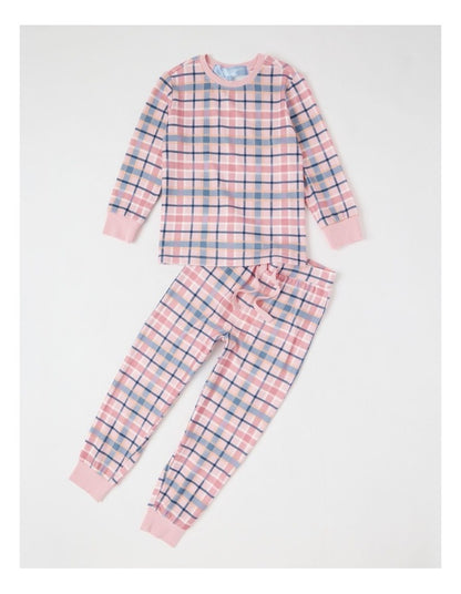 PJ Foundation Cosy Knit Check Pyjama in Pink