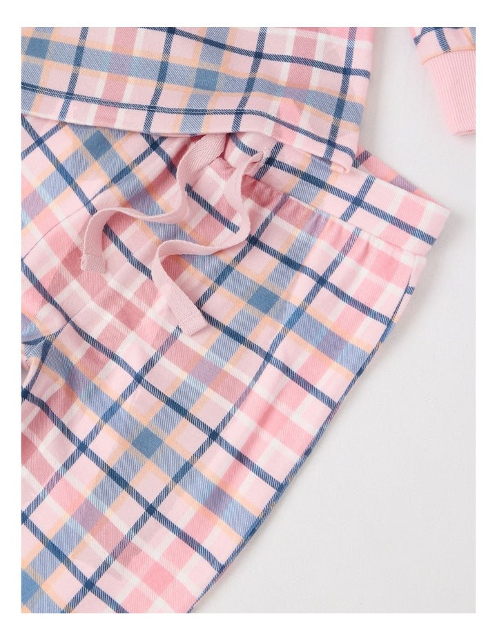PJ Foundation Cosy Knit Check Pyjama in Pink