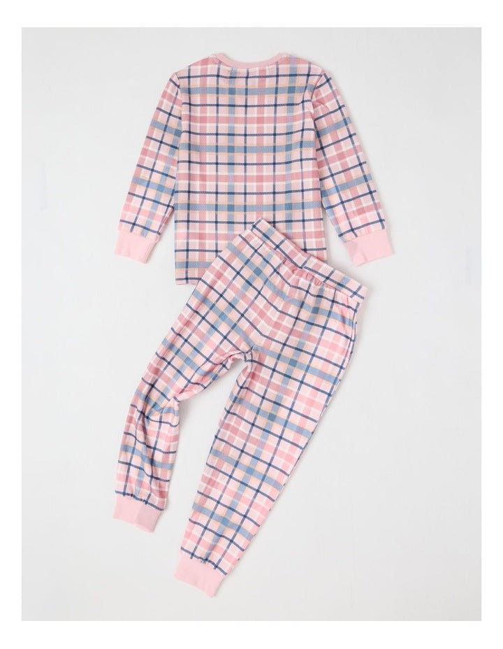 PJ Foundation Cosy Knit Check Pyjama in Pink