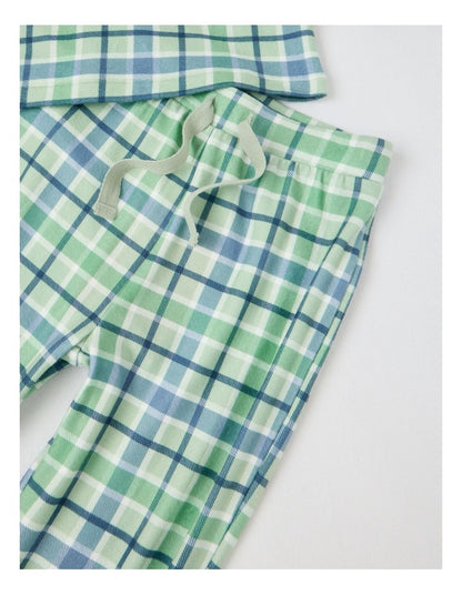 PJ Foundation Cosy Knit Check Pyjama in Green
