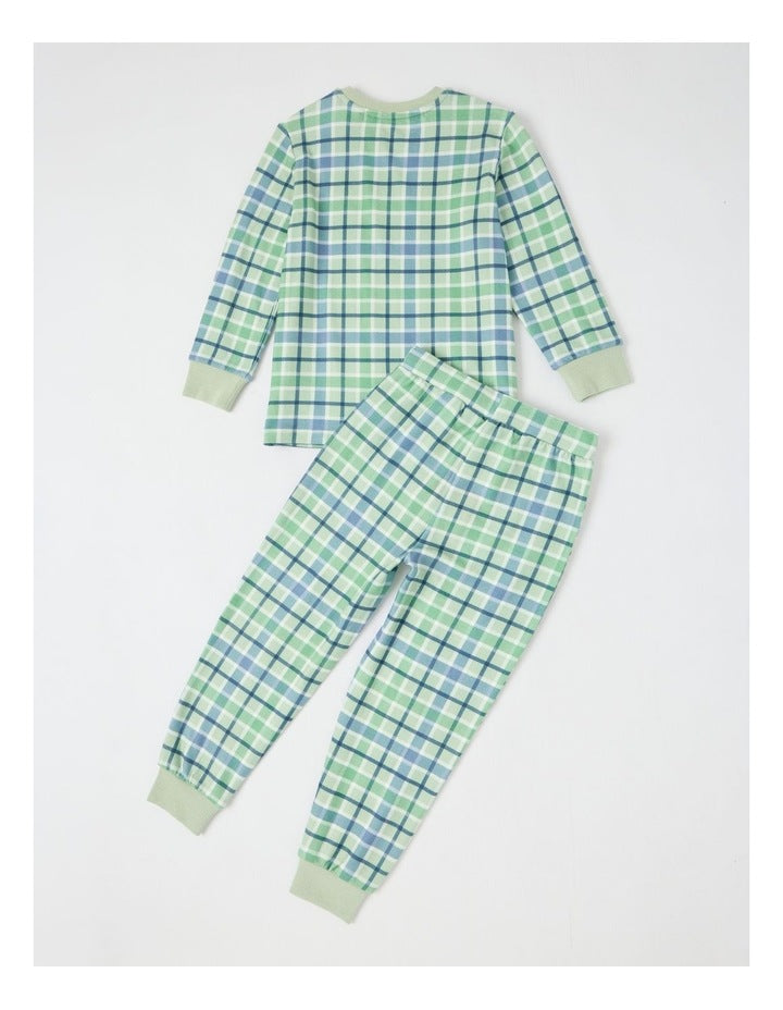PJ Foundation Cosy Knit Check Pyjama in Green
