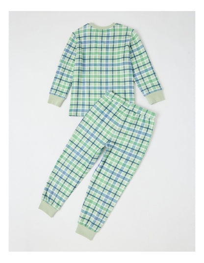 PJ Foundation Cosy Knit Check Pyjama in Green