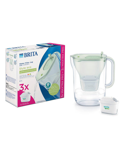 BRITA Water Filter Jug Style Eco 2.4L (3 Maxtra Pro Filters) - Soft Green