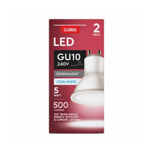 COLES LIGHT GLOBES LED GU10 500LUM 4000K 5W:2 PACK