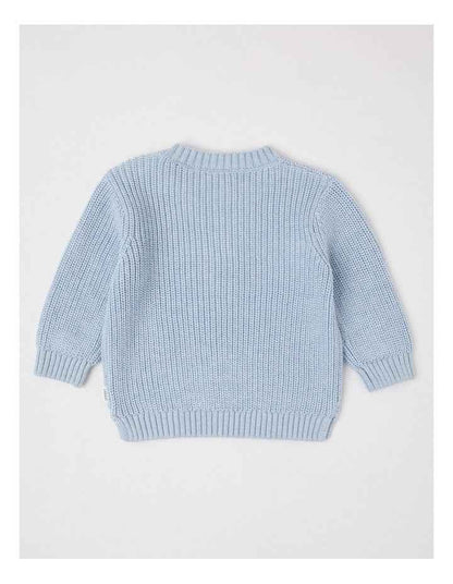Crew Neck Knit Jumper in Light Blue Marle