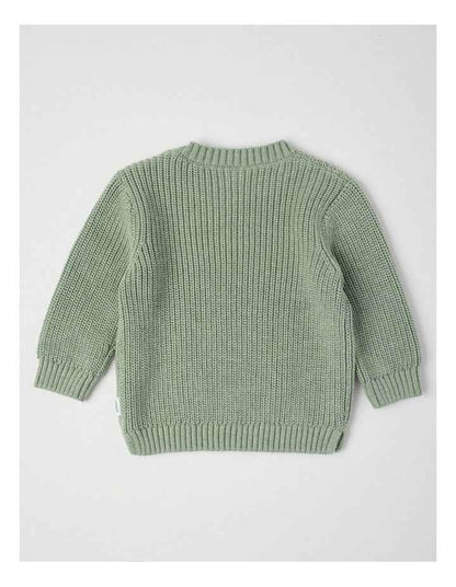 Crew Neck Knit Jumper in Granite Green
