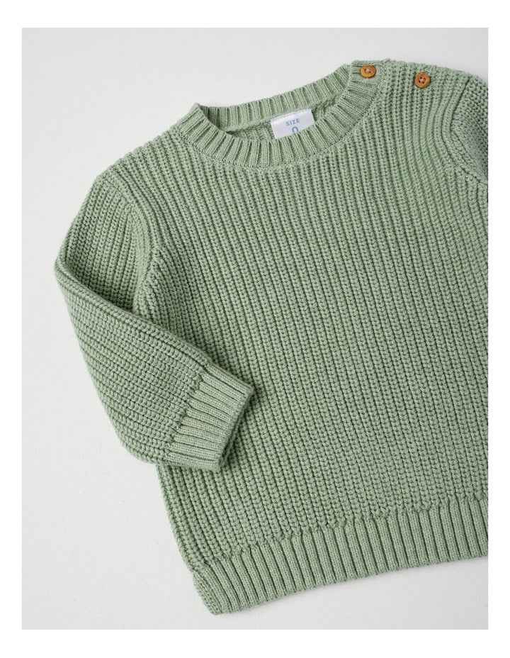 Crew Neck Knit Jumper in Granite Green