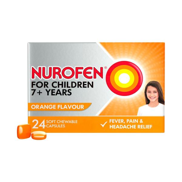 NUROFEN CHILDREN 7+ 100MG ORANGE CHEWABLE CAPSULES 24 PACK