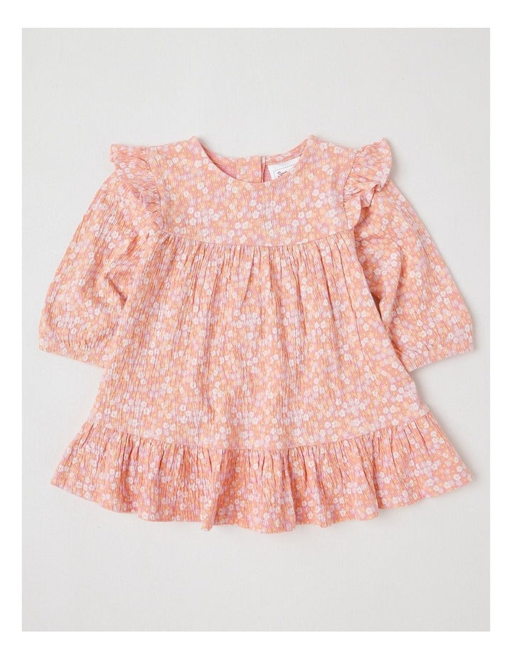 Crinkle Knit Ditsy Dress in Tulip