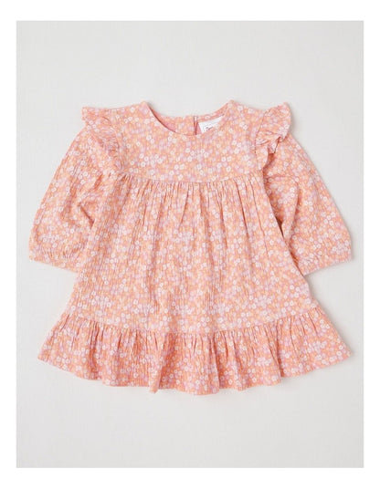 Crinkle Knit Ditsy Dress in Tulip
