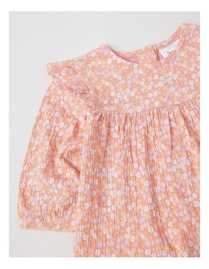 Crinkle Knit Ditsy Dress in Tulip