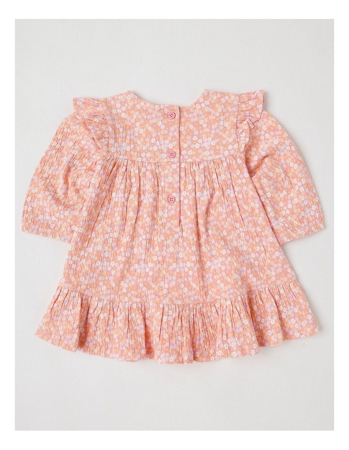 Crinkle Knit Ditsy Dress in Tulip