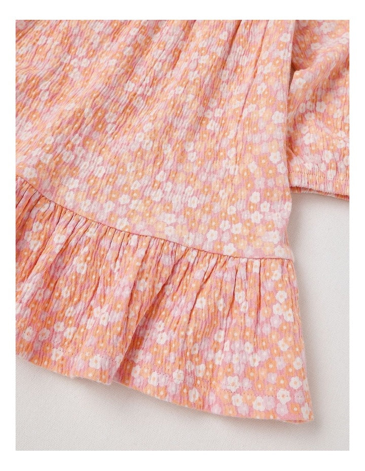 Crinkle Knit Ditsy Dress in Tulip