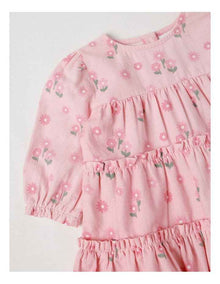 Baby Cord Tiered Dress in Blush