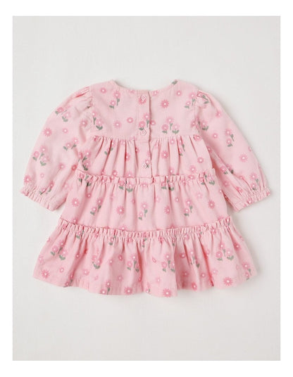 Baby Cord Tiered Dress in Blush