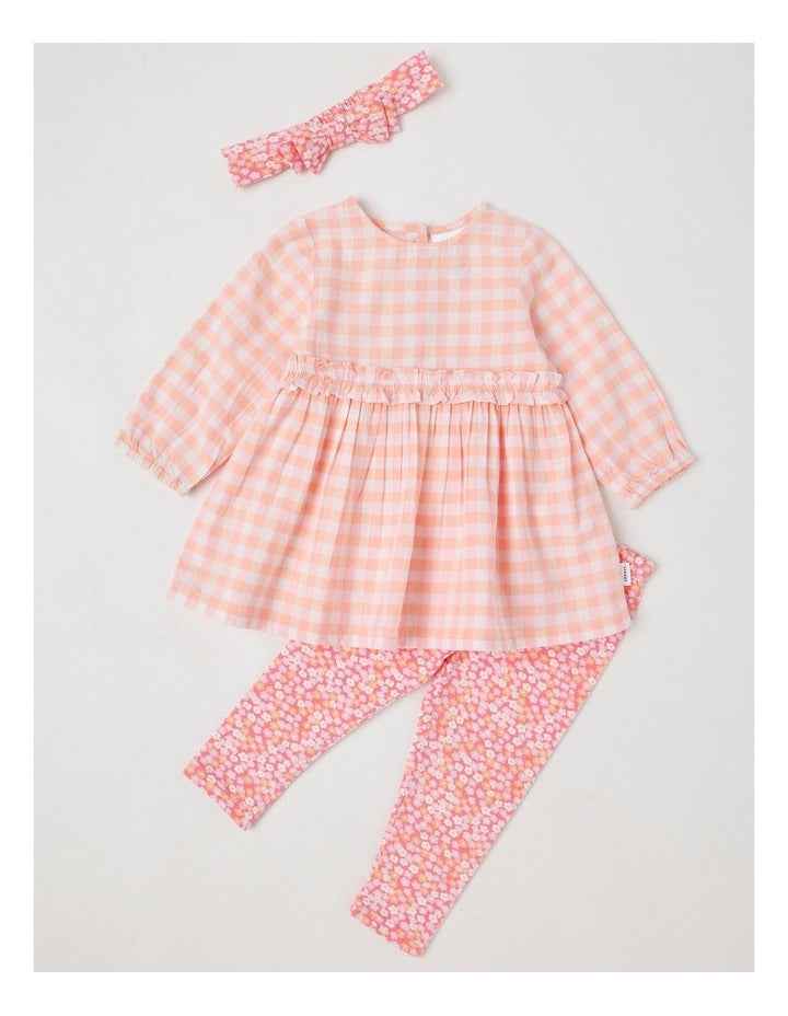 Dress, Headband Gingham Dress Set in Pale Pink