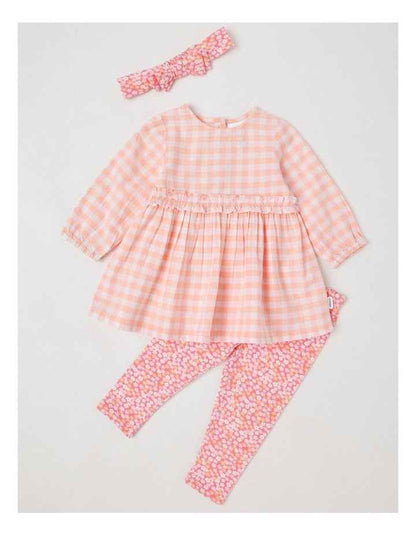 Dress, Headband Gingham Dress Set in Pale Pink