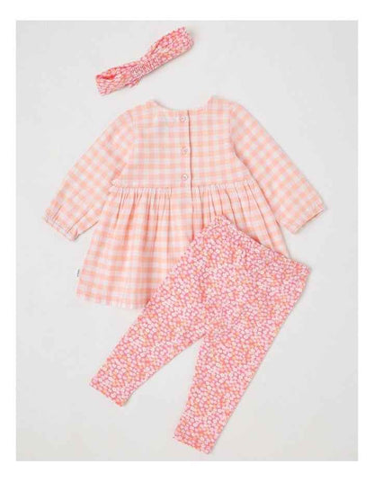 Dress, Headband Gingham Dress Set in Pale Pink