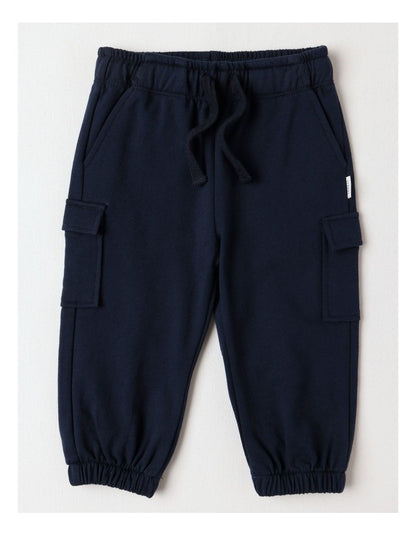 Fleece Cargo Trackpants in Navy