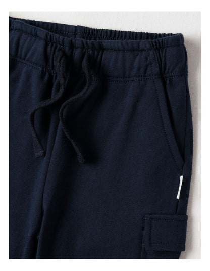 Fleece Cargo Trackpants in Navy