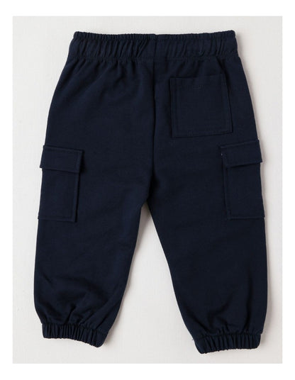 Fleece Cargo Trackpants in Navy
