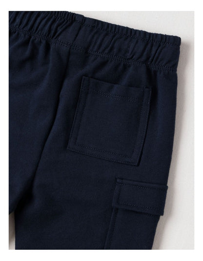 Fleece Cargo Trackpants in Navy